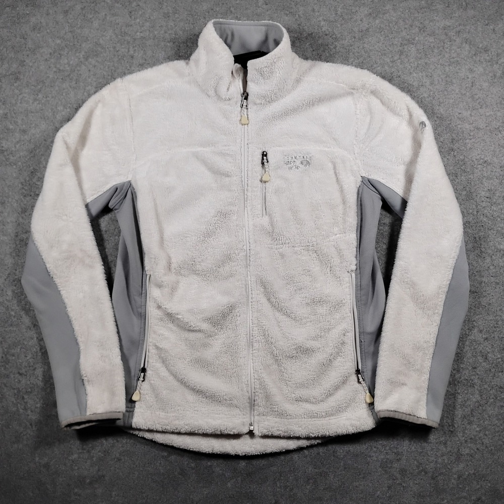 Mountain Hardwear Pyxis Tech Fleece Jacket Women's Small White Gray Full Zip